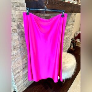NWOT Antonio Melani hot pink satin midi skirt